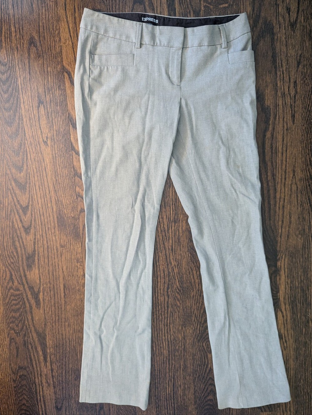Express Columnist Barely Boot Dress Pants Heather Grey Taupe 4R